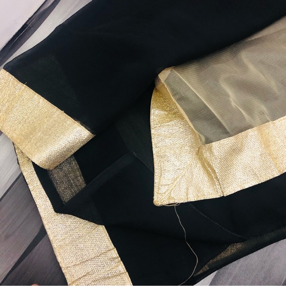 Black saree ethnic wear georgette net saree - Picture 8 of 8